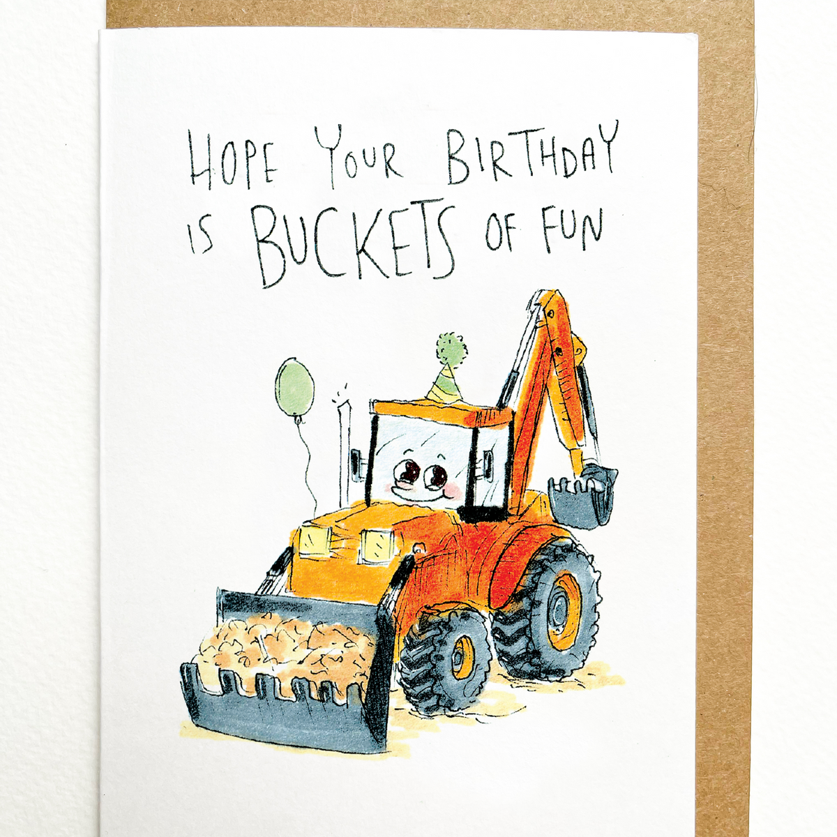 Hope Your Birthday Is Buckets of Fun  |  Construction birthday card