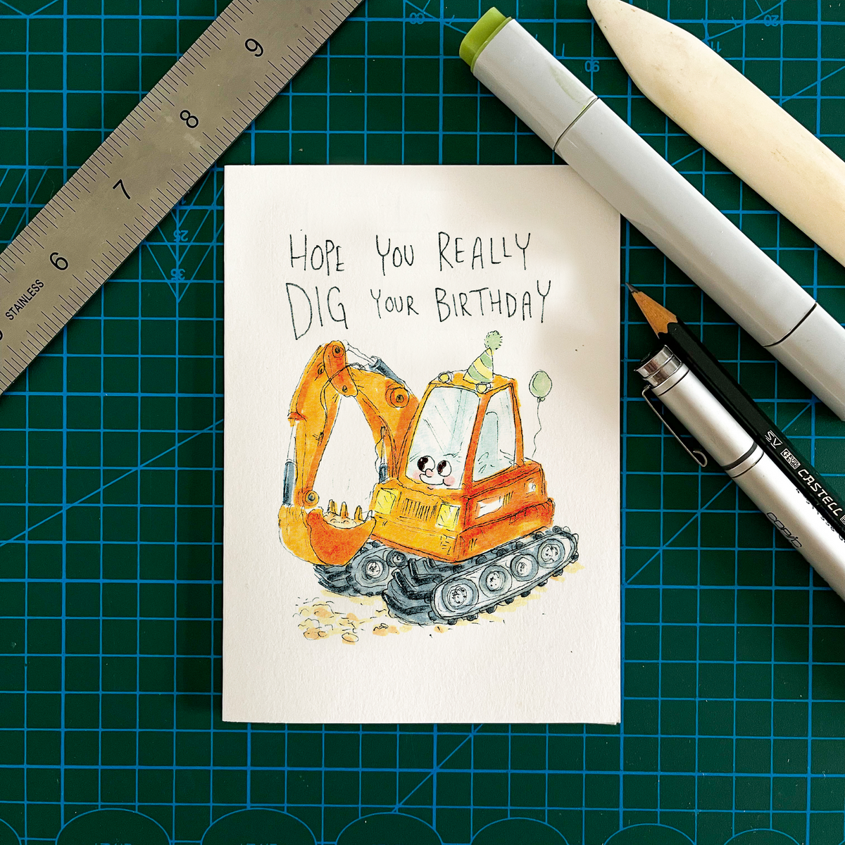 Hope You Really Dig Your Birthday  |  Construction birthday card