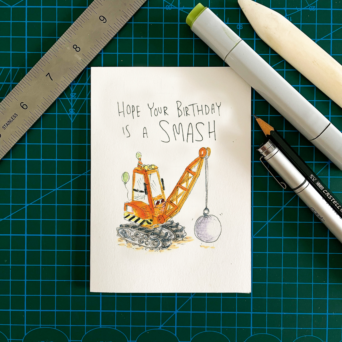 Hope Your Birthday is a Smash  |  Construction birthday card