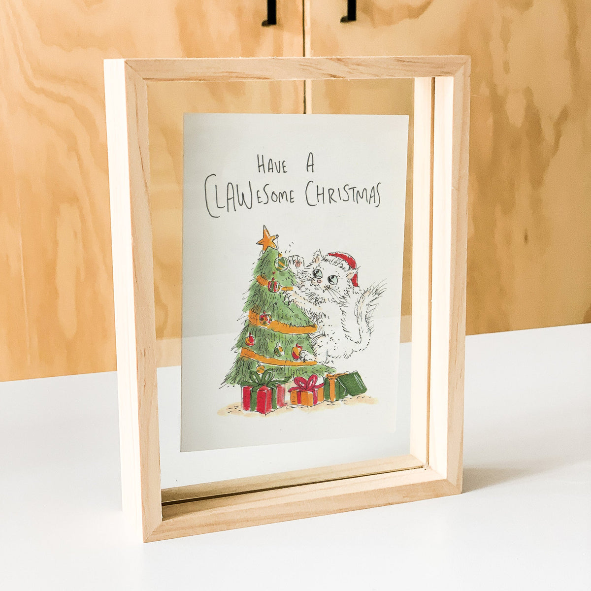 Have a Clawesome Christmas - White cat | Long hair