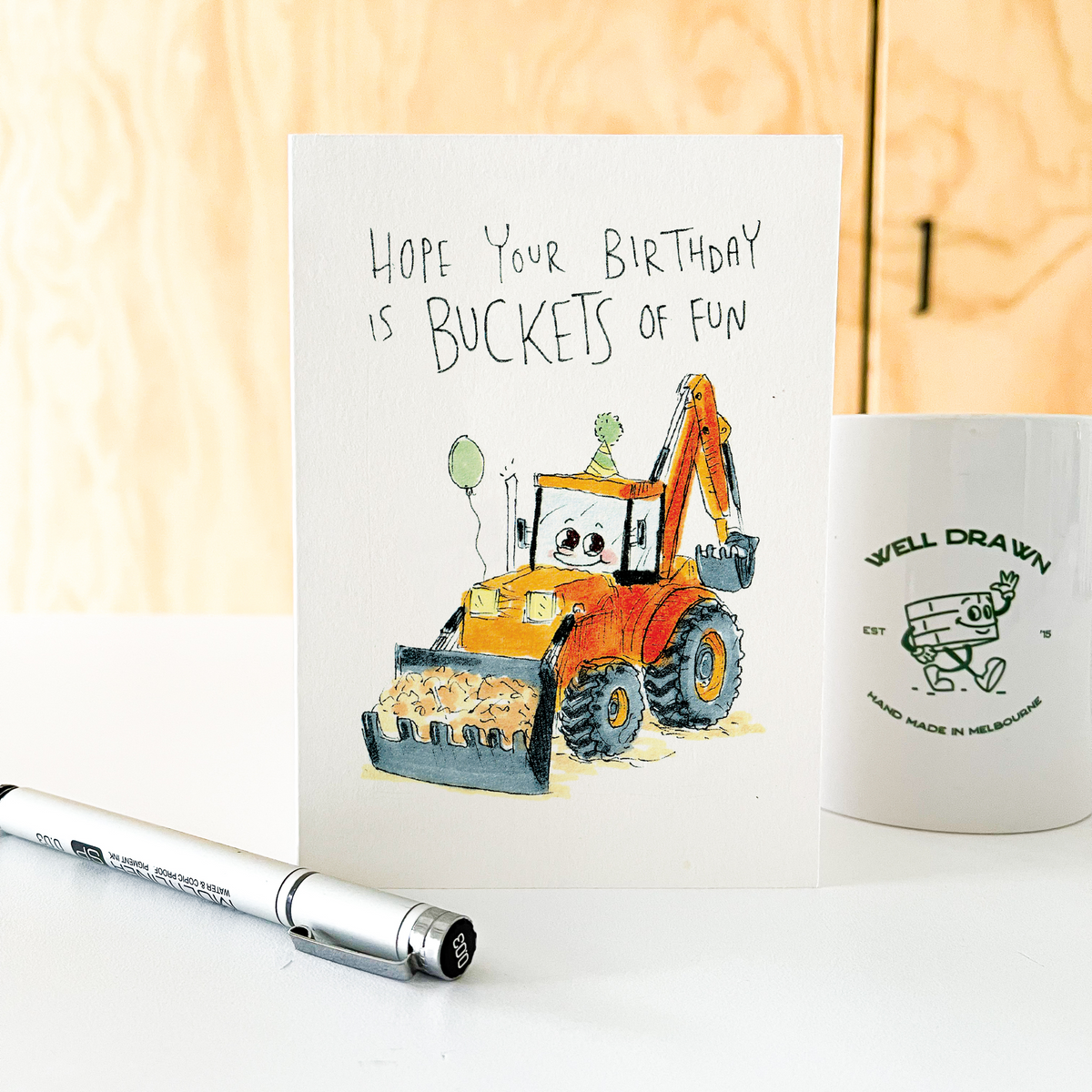 Hope Your Birthday Is Buckets of Fun  |  Construction birthday card