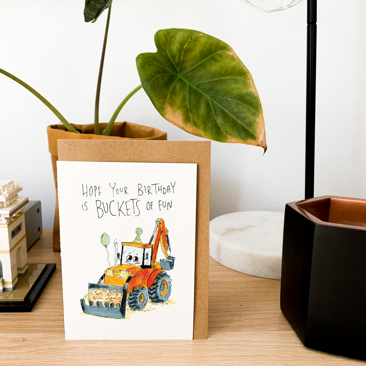 Hope Your Birthday Is Buckets of Fun  |  Construction birthday card