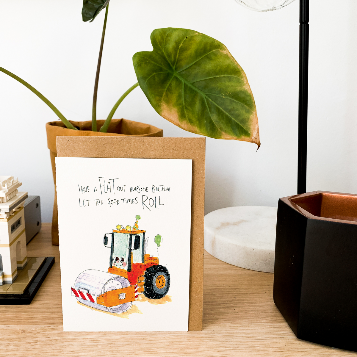 Have a Flat Out Awesome Birthday, Let The Good Times Roll  |  Construction birthday card